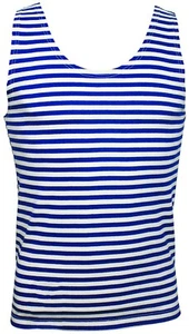 Russian Light Blue Striped Vest Telnyashka - 100% Cotton Paratrooper Tank Top - Picture 1 of 1