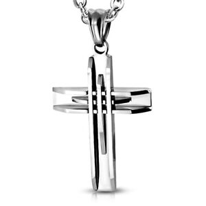 Stainless Steel Silver-Tone Religious Cross Pendant Necklace, 22"