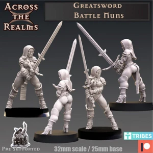 Battle Nuns (2) | Across the Realms | RPG Wargaming 3D Printed Miniature - Picture 1 of 1