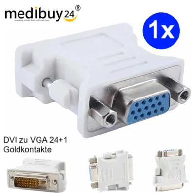 DVI-D 24+1 zu auf VGA Digital Adapter D-Sub PC TFT Monitor Beamer Buchse Stecker - Bild 1 von 3