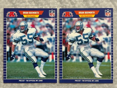 (2) 1989 Pro Set BRIAN BOSWORTH "Team Name" Error & Correct Football Cards #391 - Image 1 of 2