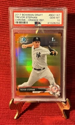TREVOR STEPHAN (PSA 10) ORANGE REFRACTOR /25 2017 BOWMAN DRAFT CHROME/GAURDIANS - Image 1 of 3