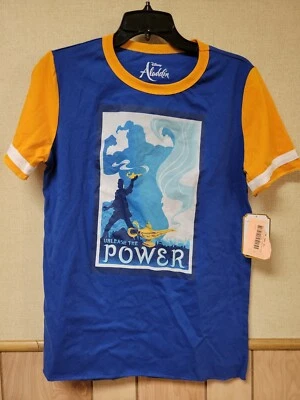 Camisa Disney Aladdin Unleash The Power Genie Azul y Amarilla Niño Talla Extra Grande Foto 1 de 4