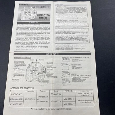 Futaba Attack-II R/C Transmitter User Manual Sheet OZRC #7 ML1182 - Bild 1 von 2