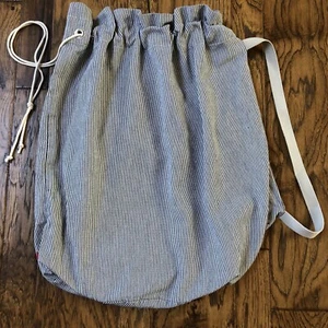 WEST ELM MARKET Laundry Bag College Dorm 100% Cotton Drawstring Shoulder Strap - Picture 1 of 7