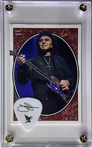 Great looking Tony Iommi trading card #265 / black on white guitar pick display! - Picture 1 of 3