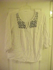 Old Navy bianco maniche 3/4 piacevole top donna taglia S ricamato disegno floreale - Foto 1 di 5