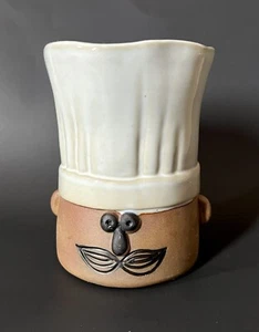 Whimsical Chef With White Hat & Mustache Utensil Holder Vase Le Chef Takahashi - Picture 1 of 18