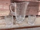 NURSERY RHYME EAPG CHILD'S TOY DISHES   WATER PITCHER & 2 GLASSES US GLASS CO