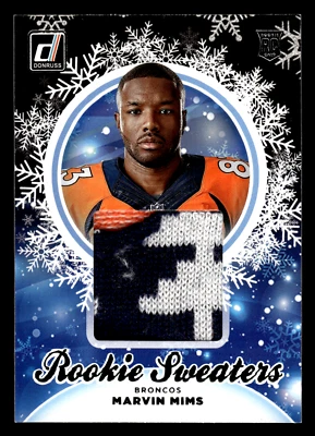 Marvin Mims #HS-MMI Holiday Sweater Patch 2023 Panini Donruss Football Broncos - Image 1 of 2