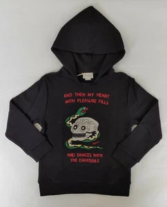Gucci Kids Black Cotton Snake and Skull Hooded Sweatshirt 10 Wmn XS 575508 1082 - Picture 1 of 5