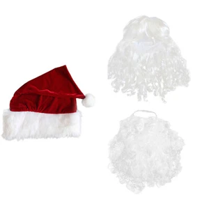 Set Barba e Parrucca Babbo Natale Adulto Costume Babbo Natale Vestito Fantasia Natale - Foto 1 di 9