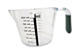 200ml / 8oz plastic clear measuring cup rubber handle liquid pour spout. - Picture 1 of 7