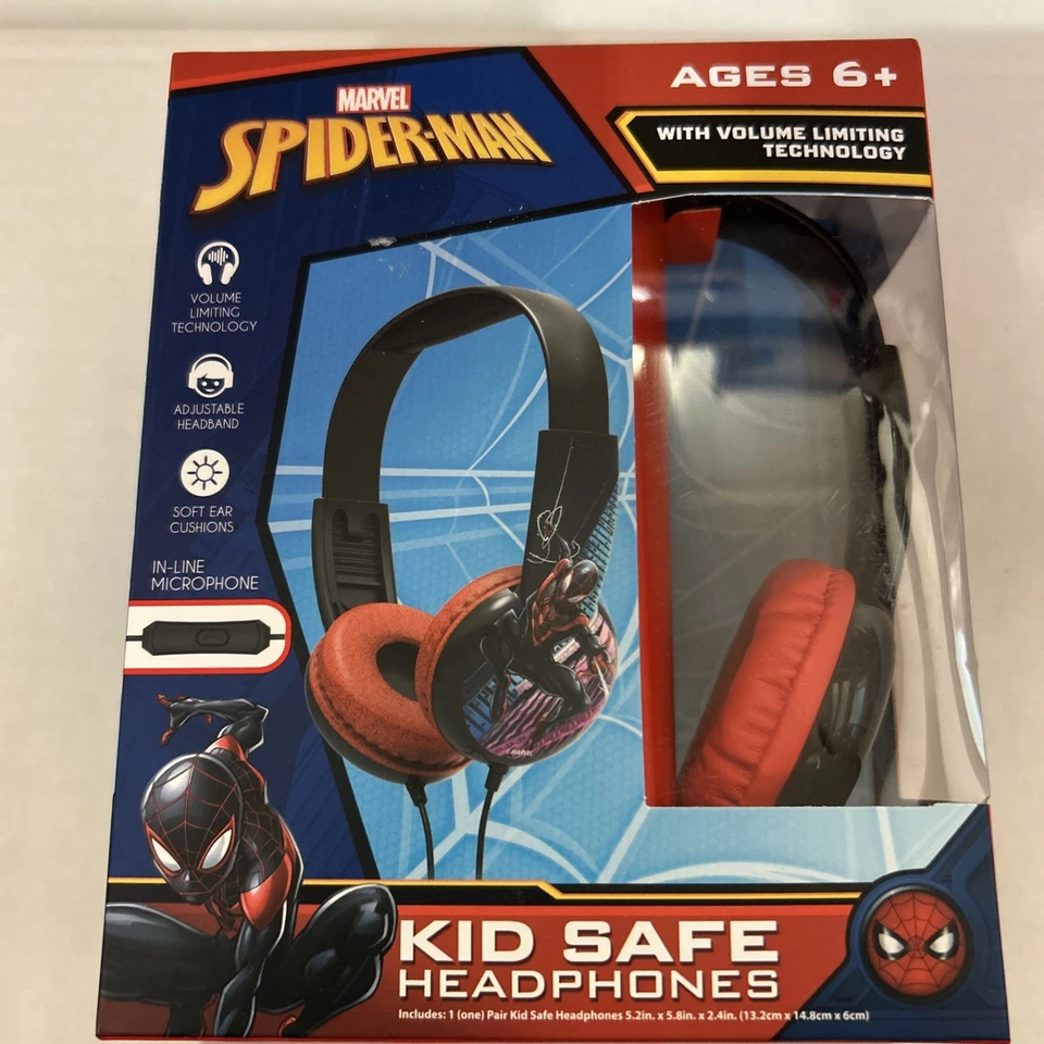 *NEW* Spiderman/Miles Morales Kids Headphones w/Microphone Volume Limited Tech - Image 1 of 4