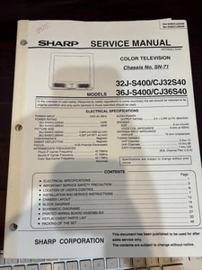 SHARP 32J-S400 36J-S400 CJ32S40 CJ36S40 TV Manual de Servicio ORIGINAL - Imagen 1 de 1