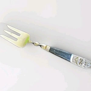 10" Mid-Century URAI Thailand Brass And Wood Serving Fork Rare - Picture 1 of 4