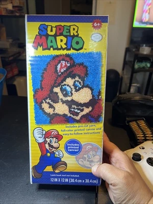 Super Mario Dimensions Latch Hook Rug Kit 12x12” With Printed Canvas  - Image 1 of 4