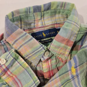 Ralph Lauren Ocean Wash Leinen Herren S grün kariert Langarm Button Down Ostern - Bild 1 von 4