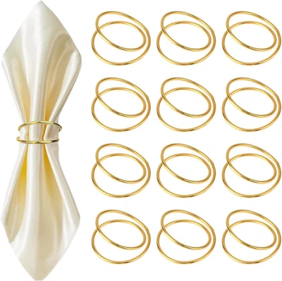 Anelli Portatovaglioli,12 PCS Eleganti per Tovaglioli Da Tavola in Metallo Oro F - Immagine 1 di 4