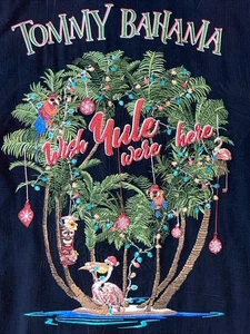 Tommy Bahama Men’s Embroidered Wish Yule Were Here Large Shirt Black Christmas - Picture 1 of 16