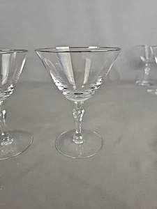 Sherbet alto Champagne fidanzamento Fostoria, set di 2, bordo platino firmato - Foto 1 di 8