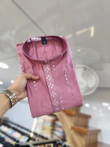 Pigiama uomo Kurta in seta romana pesante set outfit tradizionale per festival - Foto 1 di 7