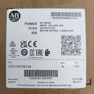New Sealed AB 25B-D4P0N104 Power Flex 525 1.5kW 2Hp AC Drive US Free Tax - Picture 1 of 1
