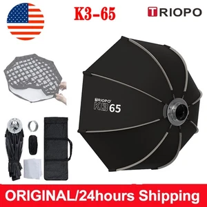 US TRIOPO K3-65 65cm Studio Flash LED Light Quick-Setup Octagon Softbox + Grid - Picture 1 of 16