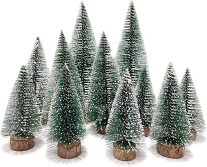 Cosmpeak 12 mini albero di Natale verde con effetto neve in miniatura,... - Foto 1 di 8