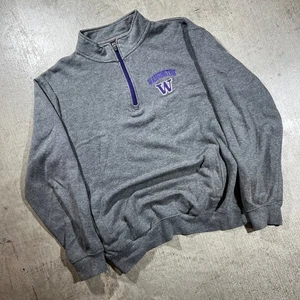 Washington Huskies 1/4 Zip Fleece Pullover Large Gray UW - Picture 1 of 6