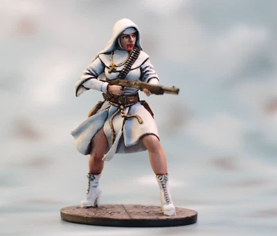 ⭐Estatuilla 3D Miniatura Colección Pintada Niña Monje con Escopeta 54mm 1/32⭐ Foto 1 de 4