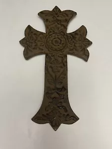Traditional Cross Ornamental Home Decor Metal Hanging 11”x 6.5” - Picture 1 of 3