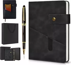 A5 Lined Leather Journal Notebook,Hardcover Journal Set with Pen and Gift Box,10 - Picture 1 of 12