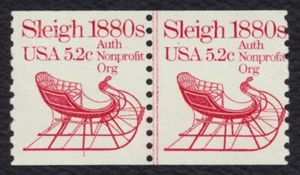 #1900 5.2c Sleigh 1880s, Coil Line Pair [1], Mint **ANY 5=FREE SHIPPING** - Picture 1 of 1
