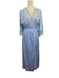 NEW Vintage Maidenform Dreamwear Light Blue Lace Collar Robe Size: M - Picture 1 of 17