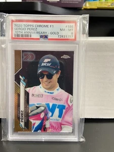 Topps 2020 cromo F1 Sergio Pérez #186 oro 70 aniversario Refractor Formula 1 PSA 8 - Imagen 1 de 1