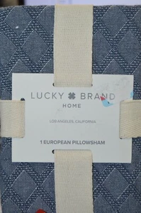 Lucky Brand Color Navy Stripe 1 European Pillow Sham 100% Cotton NIP - Picture 1 of 2