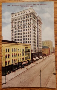 Postal de Wisconsin Street Looking East Milwaukee WI años 1910 M.L. Annenberg sin usar - Imagen 1 de 1