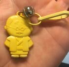 VTG 80's Plastic Yellow Professor Man Clip On Charm w Bell For Charms Necklace