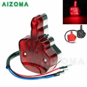 Red Motorcycle Middle Finger LED Brake Tail Light Lamp For Harley Bobber Chopper - Picture 1 of 10