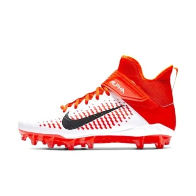 Nike Men's Alpha Menace Pro 2 Mid Football Cleats Size 11.5  White/Orange - Image 1 of 2