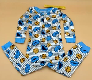 Sesame Street Cookie Monster One Piece Toddler Zipper Pajamas 2T New - Picture 1 of 3