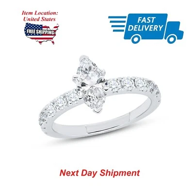 Anillo de compromiso solitario de piedra lateral de circonita cúbica corte marquesa de 3 quilates en plata 925 talla 7 Foto 1 de 4