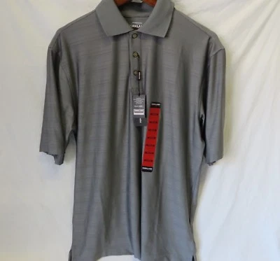 Kirkland Performance Polo Shirt Short Sleeve Gray Stripe Size M NEW  #6523 - Image 1 of 4