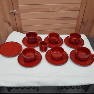 Vintage Melitta Ceracron Heidelberg Tassen / UT / Milchkännchen 70er Retro Rot - Bild 1 von 6