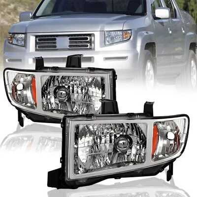 Left & Right Headlights Headlamp Assembly For Honda Ridgeline 2006-2014 Chrome Foto 1 de 4