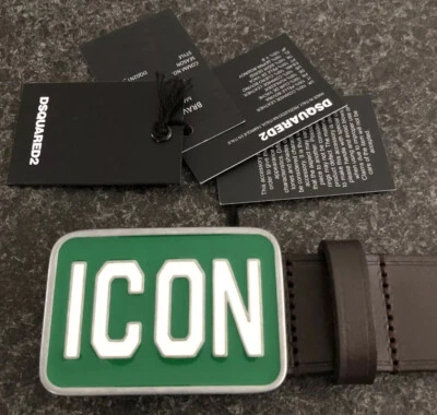 DSQUARED2 F/W 2019 ICON 12Y CINTURA BUCKLE CINTURA RACING CINTURA IN PELLE - Immagine 1 di 4