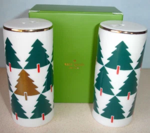 Kate Spade Lenox Pine Place Salt & Pepper Set Green Christmas Trees 3.5"H New - Picture 1 of 3