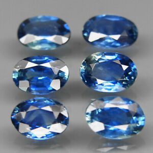 Oval 6x4 mm.Ravishing Color! Blue Normal Heated Sapphire Madagascar 6Pcs/3.30Ct.