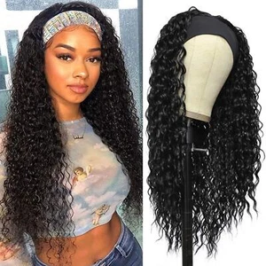 Long Curly Synthetic Hair Headband Wigs for Black Women Synthetic - Picture 1 of 9
